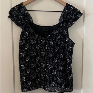 J. Crew Navy Floral Blouse